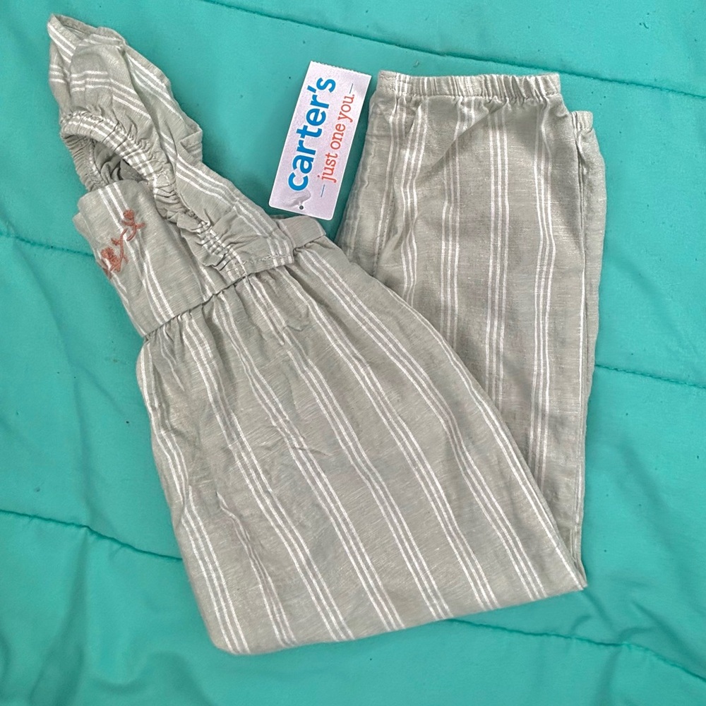 NWT/ Carter's Green Striped Kids Bottoms / 12 months / Baby